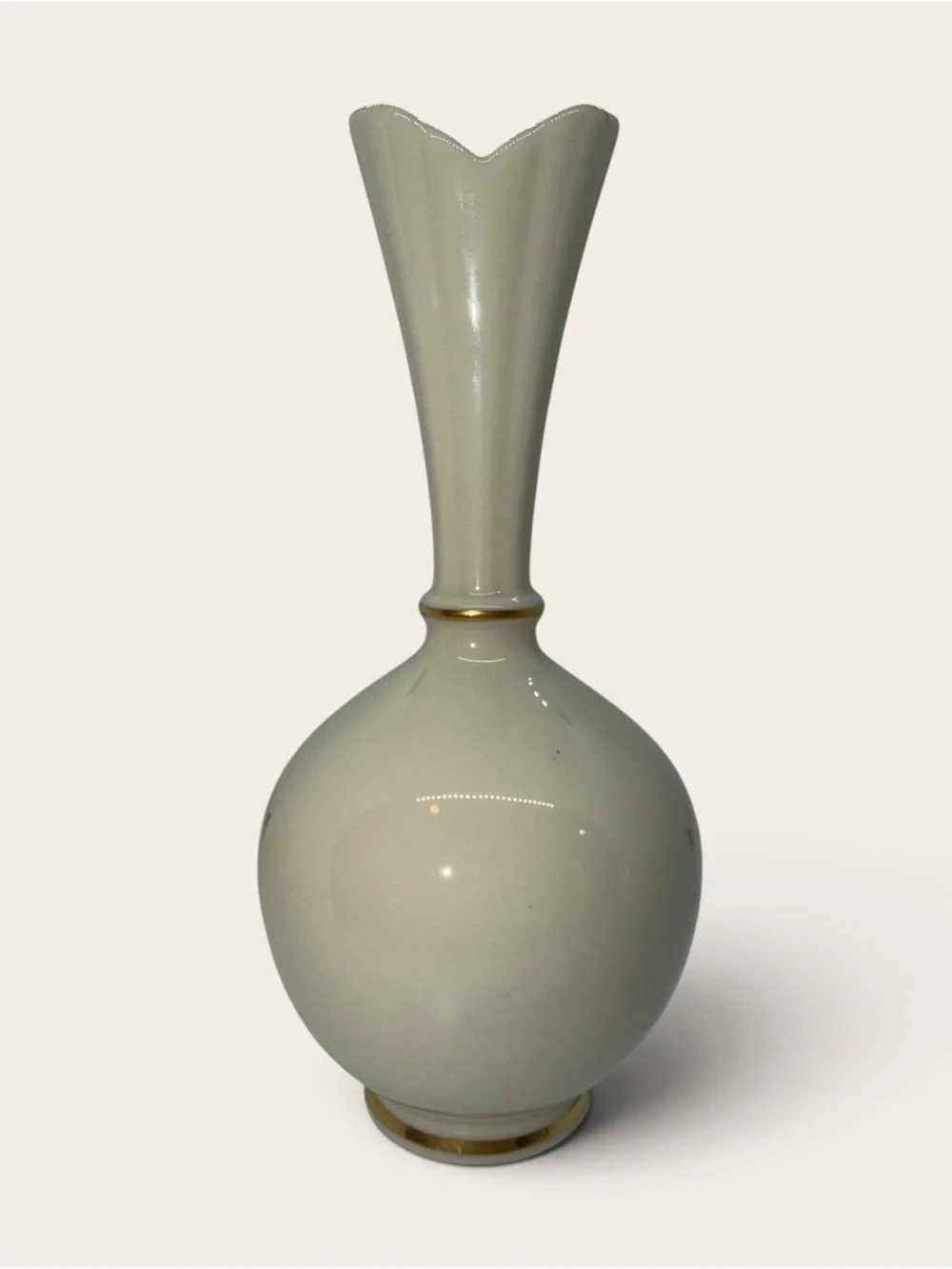 Lenox Cream Porcelain Bud Vase with Pink Rose and Gold Accents